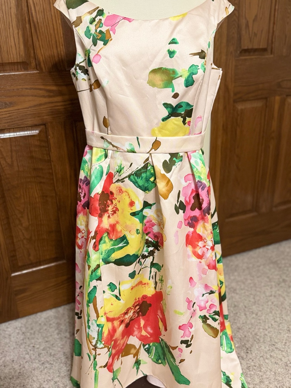 Pre-owned Size 16 Alfred Sung Blush Bouquet Floral Hi-low Dress